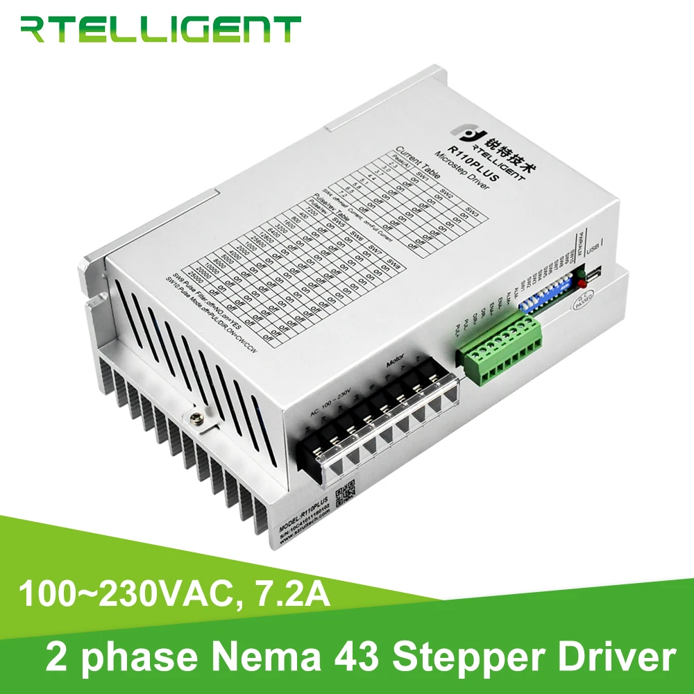 Rtelligent двухфазный Nema 43 высококачественный Цифровой Драйвер шагового двигателя с usb портом 100 ~ 230 В
