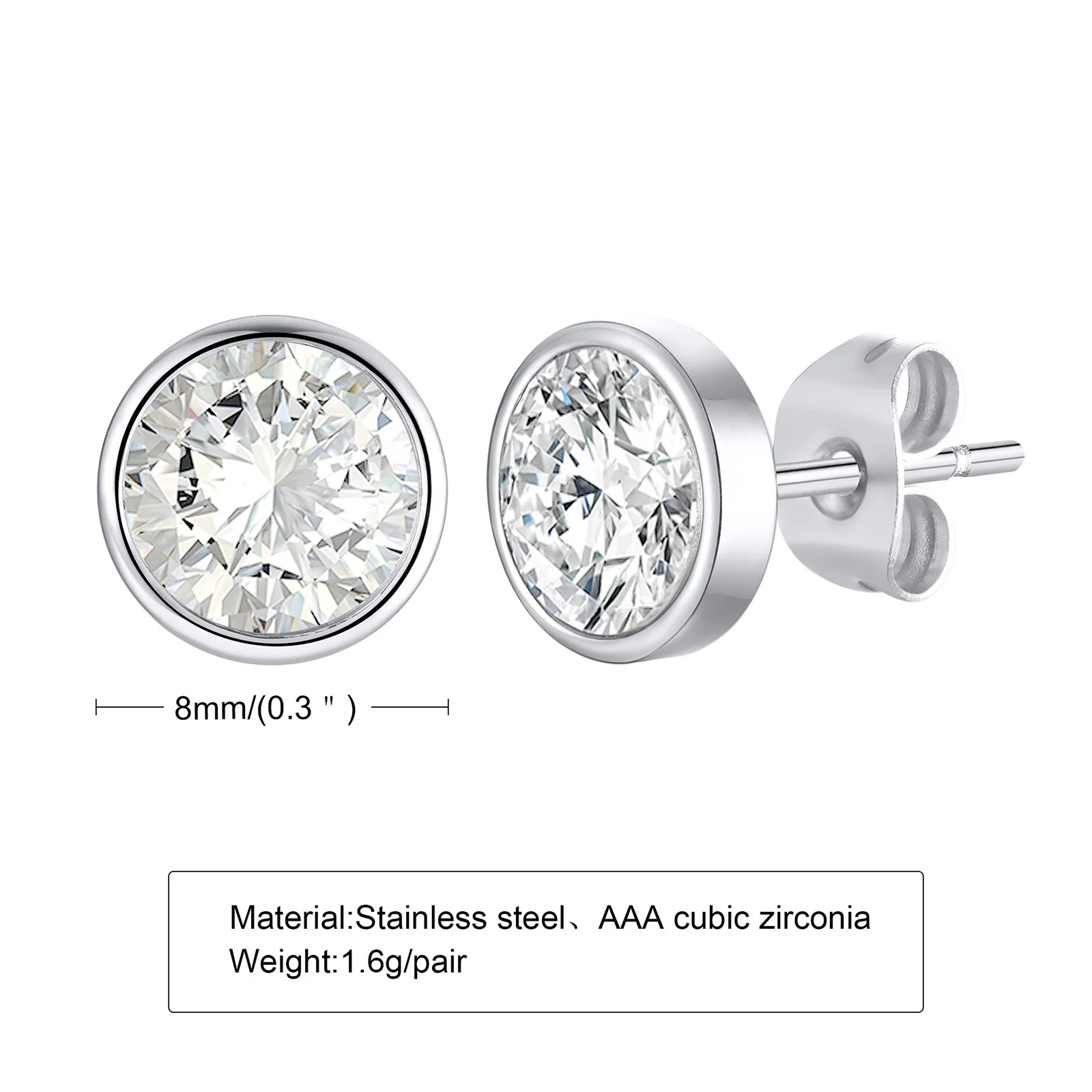 Men's Micro Pave Square Flat Screen Sterling Silver Cz Hip Hop Stud Screw  Back Earrings - Walmart.com