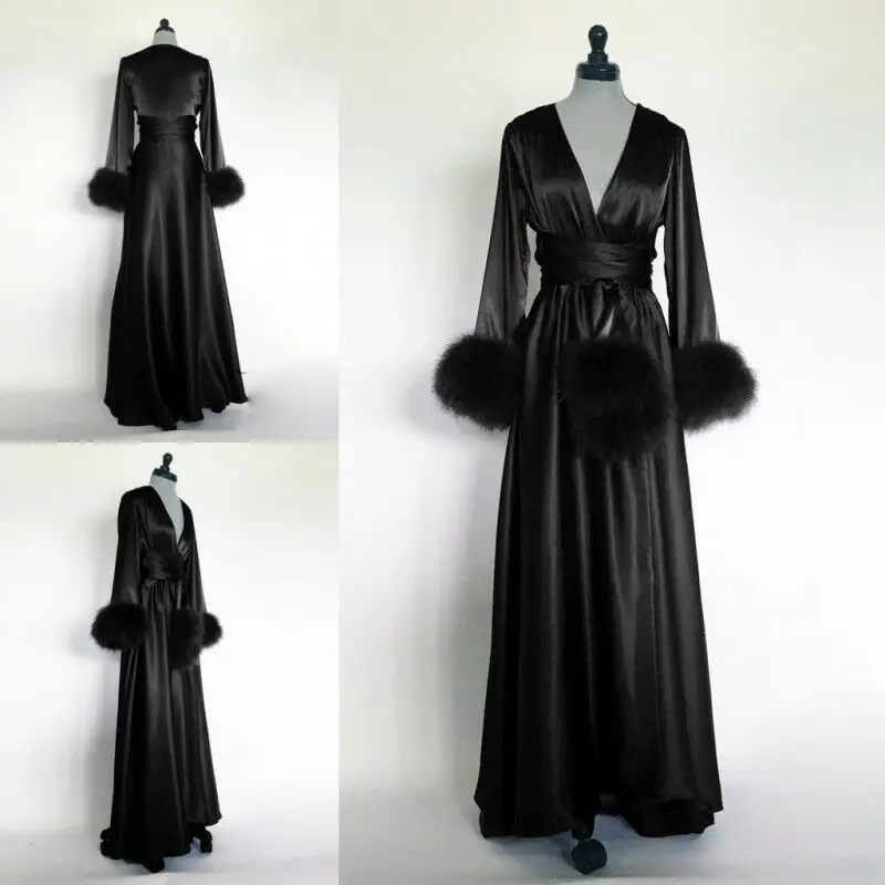 Black fur robe Clearance