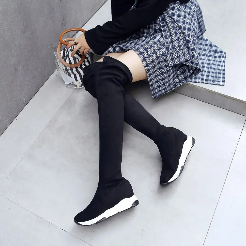 

Over-the-knee Elastic Boots Women 2019 Platform Suede Sneaker Boots Female Boots MQ027