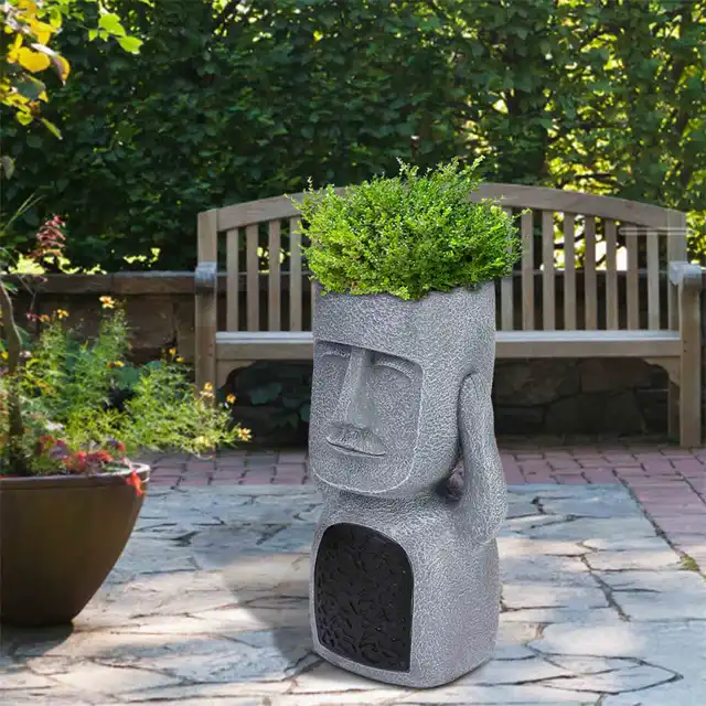 緑色 女性像装飾 インテリア小物コンクリート製