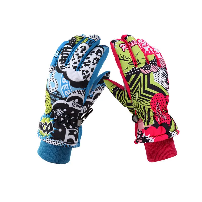 

Children Gloves Winter Warm Snow Ski Boys Girls Sports Waterproof Windproof Skiing Graffiti Printing Winter Snow Gloves Guantes