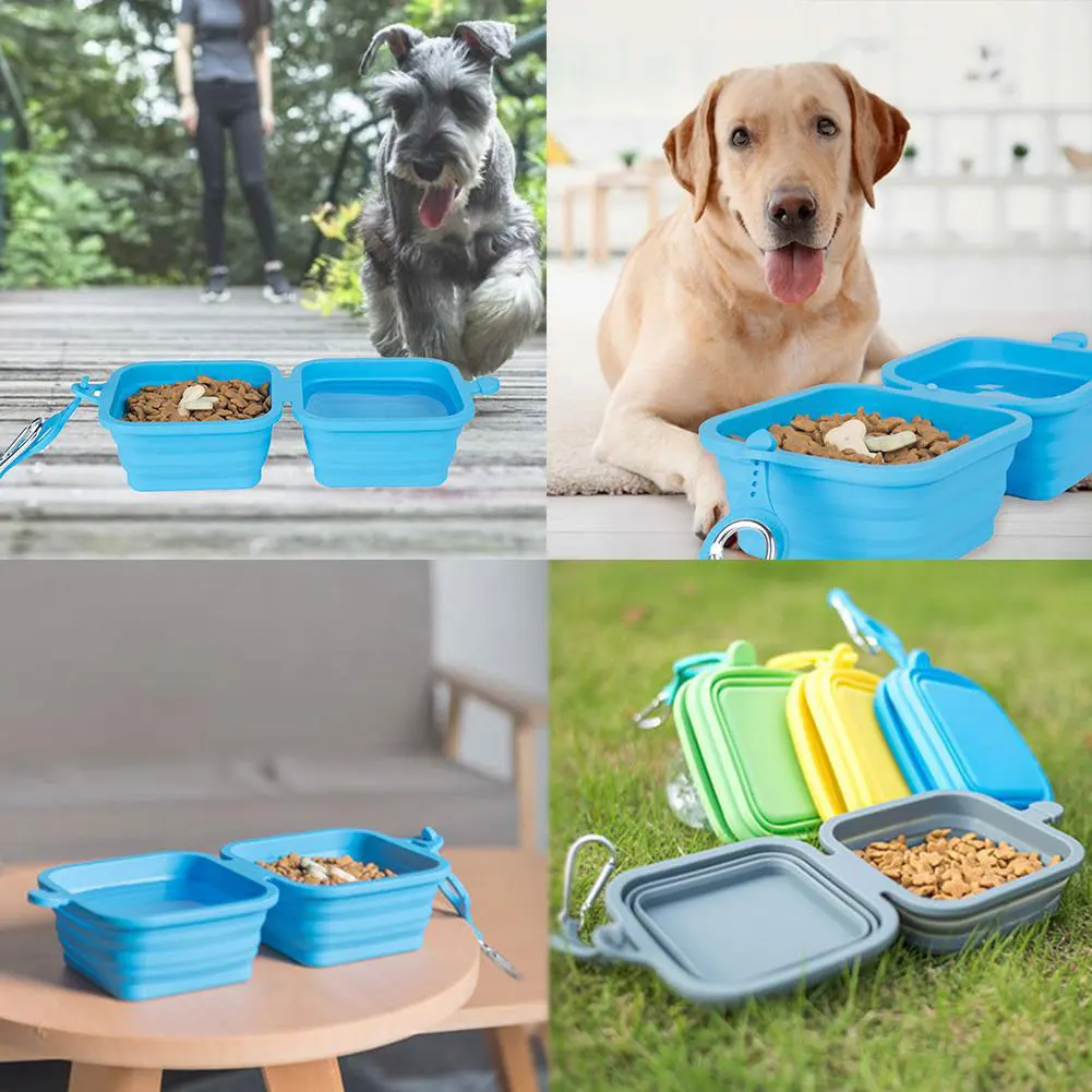 Alimentador portátil para mascotas, tazón plegable de silicona para viaje, Bol para mascotas, alimentación de agua, plato para perros y gatos