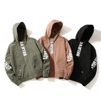 

2019 Couple wear Loose Zipper men's coat cardigan casual Hip Hop hooded jacket Cotton young Full pure color men's hoodie