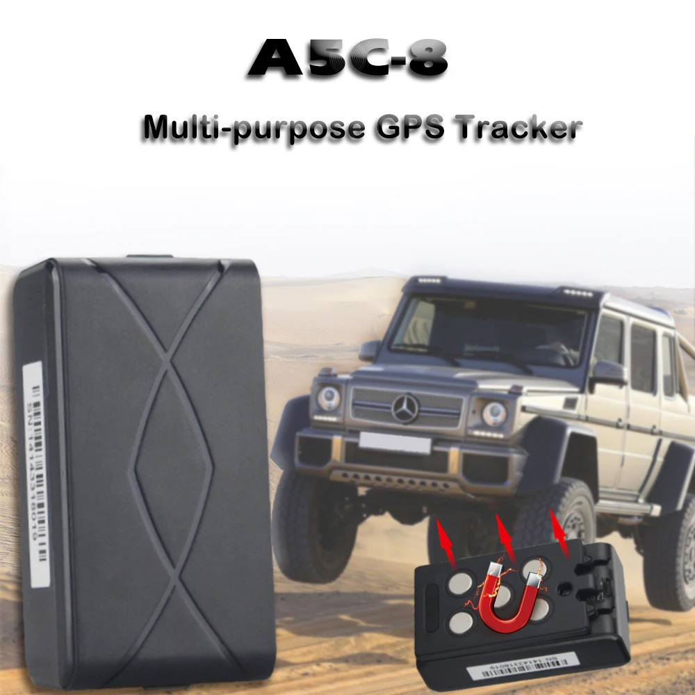 

GPS Vehicle Tracker A5C-8 4500mAh Long Standby time Car GPS Locator LBS+GPS Tracking Device with External Powerful Magnet