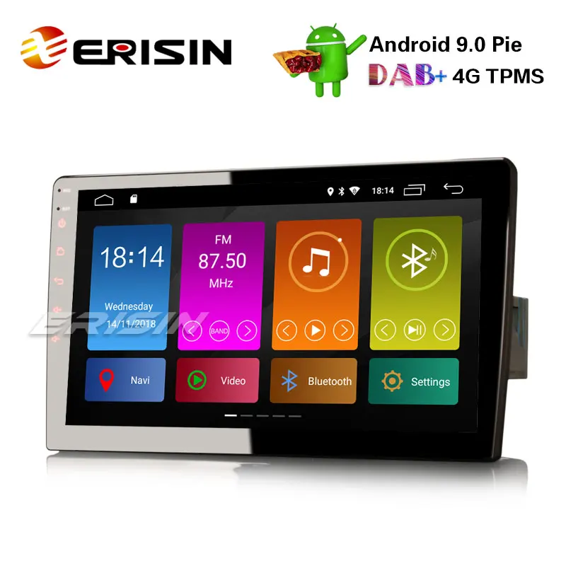 Erisin ES2912U 10," DAB+ Android 9,0 1 Din автомобильный стерео радио Sat Nav GPS WiFi BT DTV DVR TPMS 4G