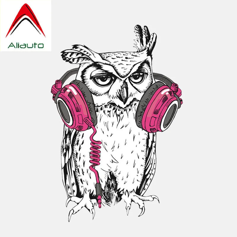 Aliauto Creative Car Sticker Owl Wearing Headphones PVC Decoration Personality Sunscreen Reflective Funny Cartoon Decal 14cm*9cm |