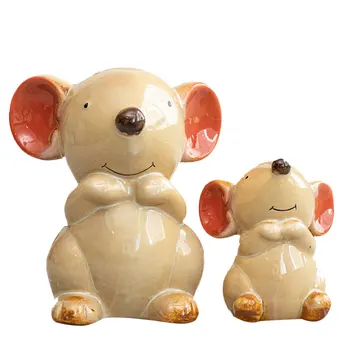 

2pcs Outdoor Garden Ceramic Mouse Creative Animal Model Adorable Table Layout Delicate Crafts Decor