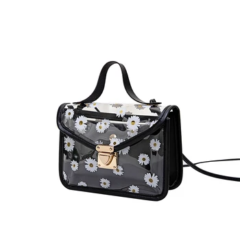 

Fashion Women Daisy Shoulder Bag Transparent Bags Hardware Chain Strap Color Block Messenger Crossbody Bag with Handbag