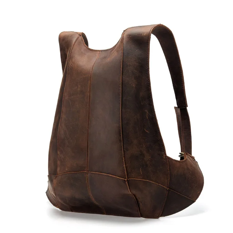 Vintage Leather Backpack, Aged Effect, M/f