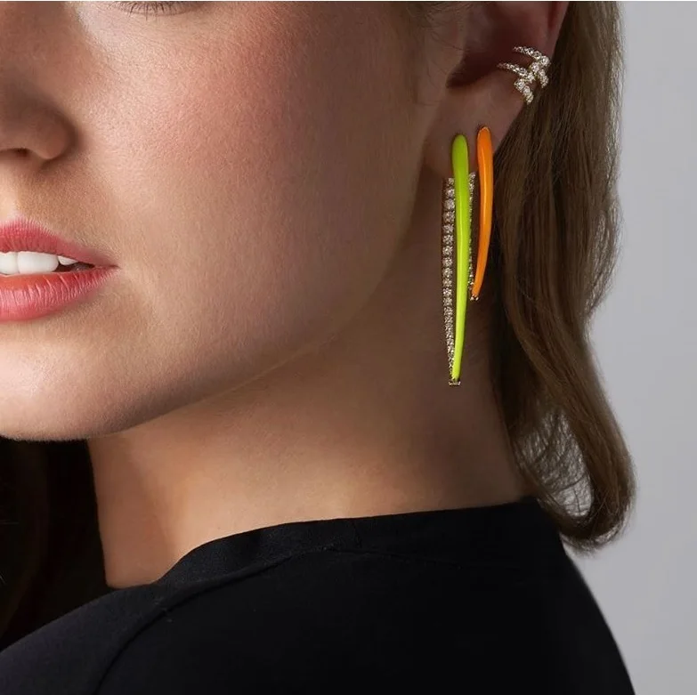 

new design spiked oval hoops colorful Neon enamel summer new women hoop earring