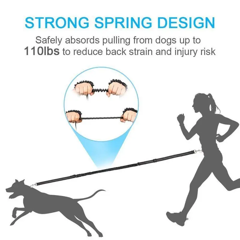 

Hot New Hands Free Running Dog Leash with Retractable Bungee, Adjustable Waist Belt, Dual Handles, Night Reflective Design