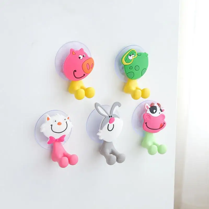 1PC de la pared ventosa para montaje titular de cepillo de dientes de estante ganchos de succión baños niños de dibujos animados encantadores soporte para cepillo de diente organizador