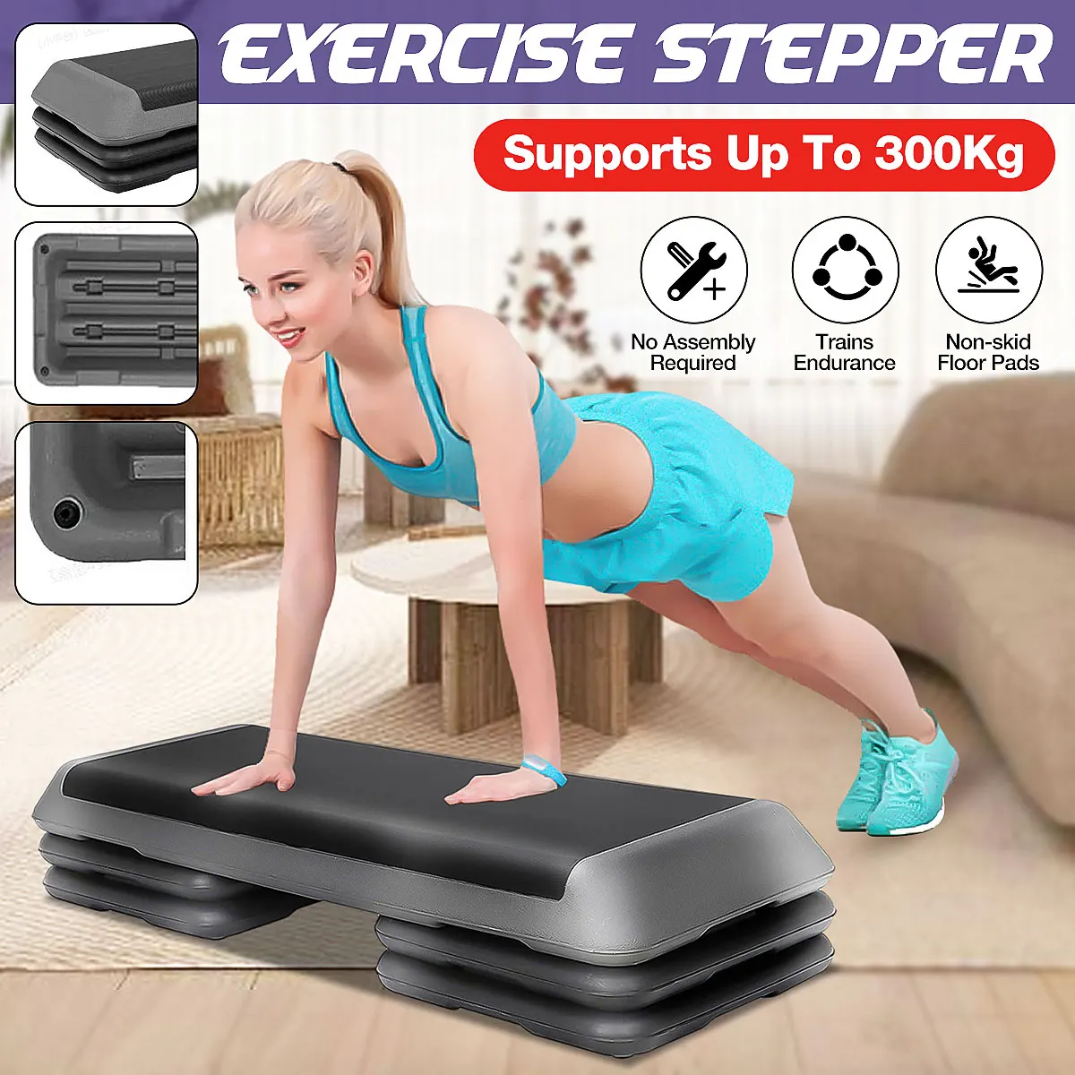 300KG Step Fitness Stepper Non-slip Aerobic Steppers Sport Gymnastics 4  Risers Adjustable Cardio Yoga Pedal Exercise Equipment - AliExpress