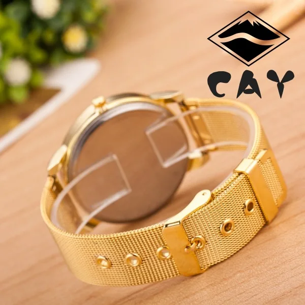 

New Style Fashion Steel Belt Watch Gold Shell Mesh Belt Multi--WOMEN'S Watch Cool Quartz Watch D009