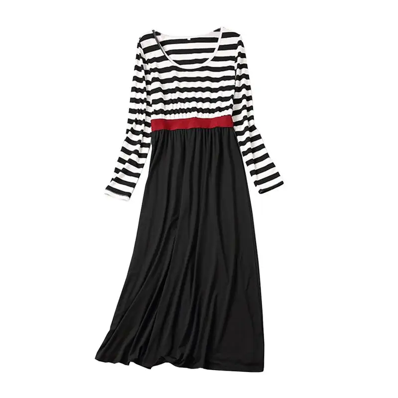 

autumn family matching clothes baby girl dress long sleeve outfit Bohemia style Striped pleats mommy and me clothes for costume