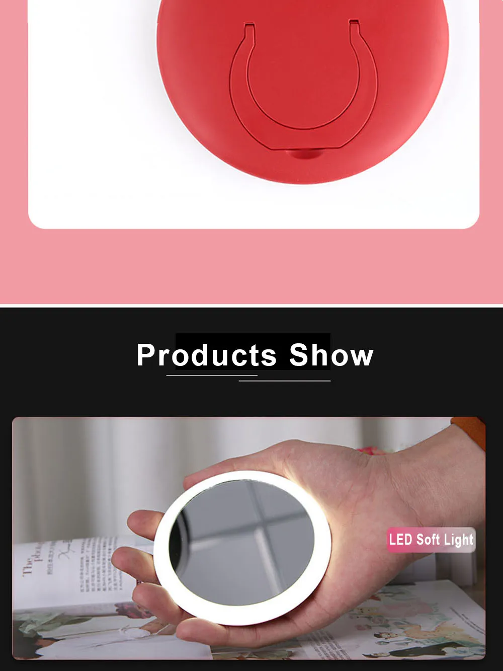 Can Be Put In Handbag Mini Rechargeable Portable Lamp LED Makeup Mirror Travel Vanity Looking Glass Light Fill Light