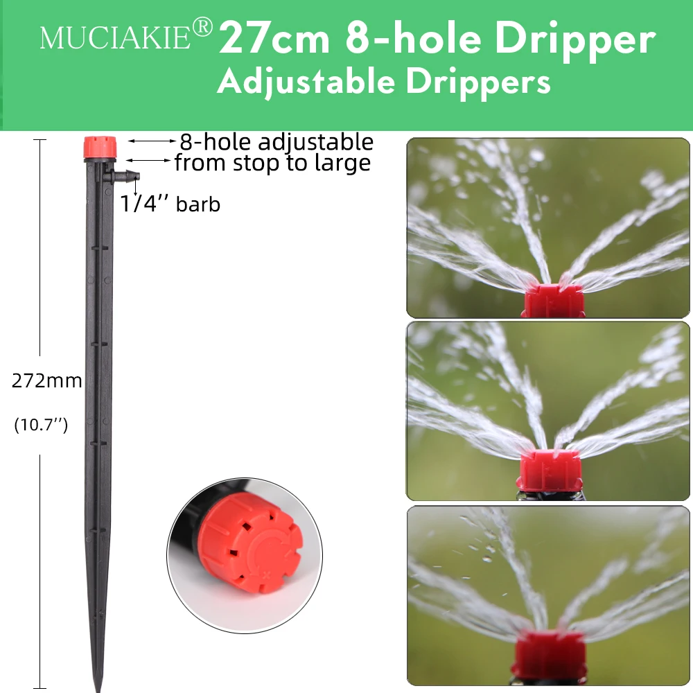 MUCIAKIE Garden Watering Drip Irrigation Sprinkler Adjustable 360 Degree Drippers Inserting Ground Fit 4/7mm Hose Greenhousse