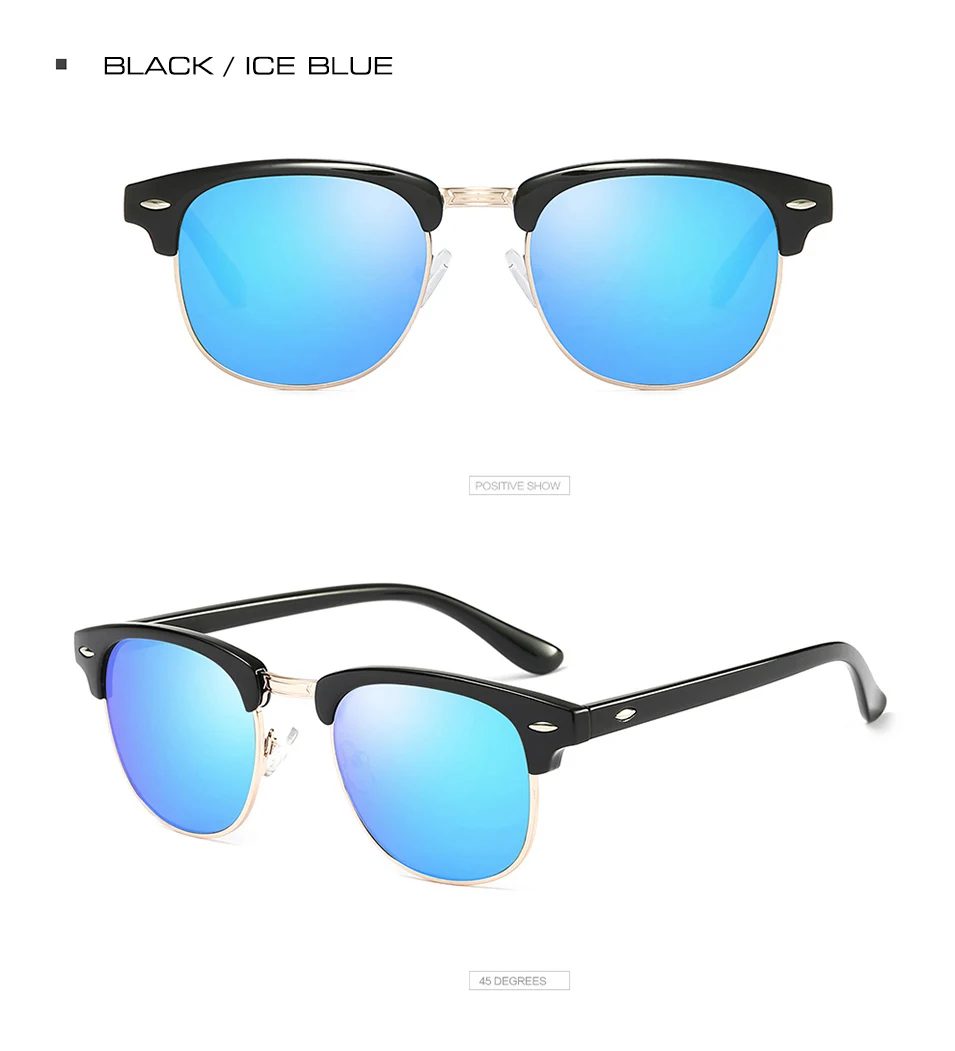 Semi поляризованные солнцезащитные очки без оправы Для мужчин Для женщин ретро Брендовая Дизайнерская обувь Клубные классические солнцезащитные полуоправные очки Óculos De Sol UV400