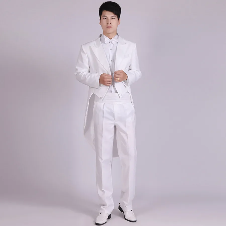 

2 pcs White Man Blazer Trousers Peak Lapel Men Suits Slim Fit Costume Wedding Dress Groom Tuxedos Prom Male Suit Coat+Pants+Tie