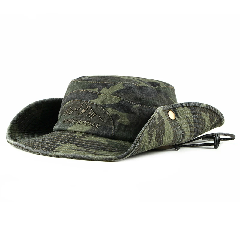 

2020 Spring Summer and Autumn Outdoor Travel Sun Shading Camouflage Wide Brim Hat Male Sun Protection Fishing Hat Fisherman Hat