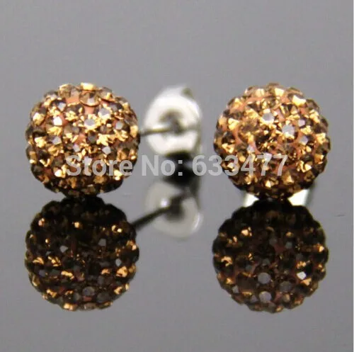 10MM-K08 Новые трендовые брендовые корейские серьги из нержавеющей стали, серьги-гвоздики с блестящими шариками и кристаллами для женщин, модных ювелирных изделий - Окраска металла: 10MM-K08