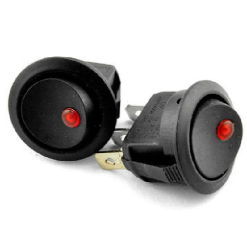 

ON-OFF LED Switch Plastic 3 Pins Accessory Boat Round Rocker Red Light