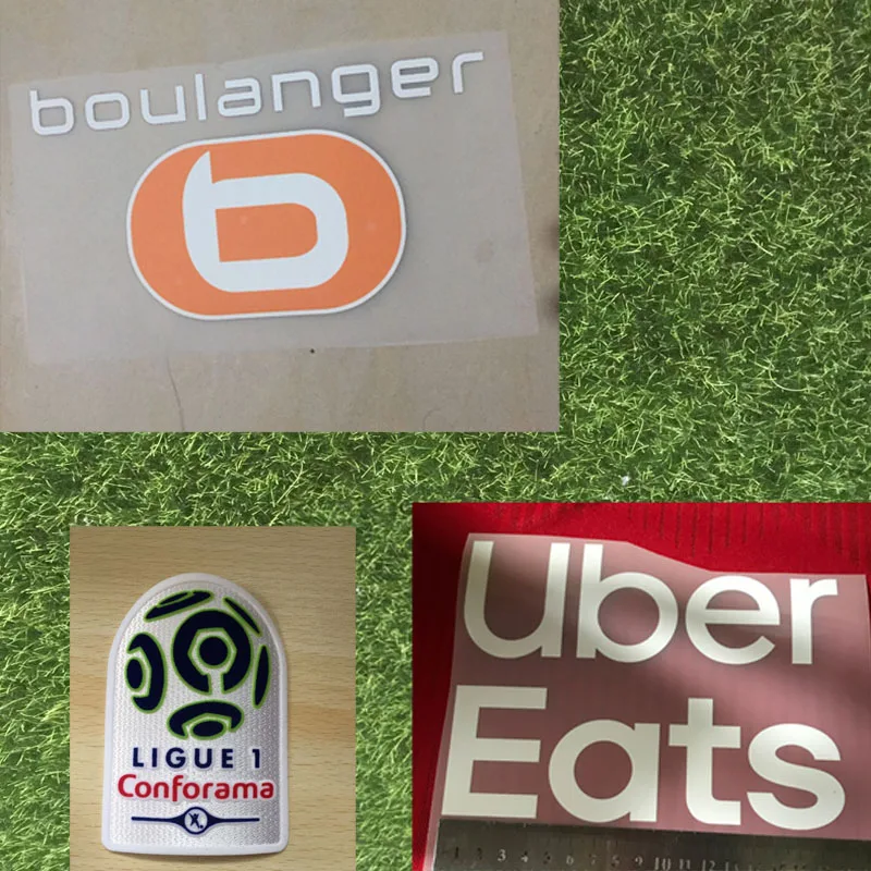 Ligue 1 Марсель домашний спонсор Uber Eats and Boulanger спонсор патч