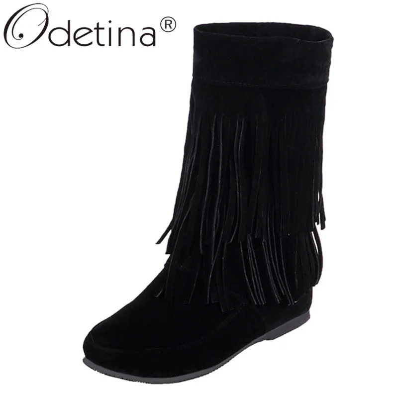 Женские ботильоны с бахромой odeina Повседневные Удобные мокасины из искусственной