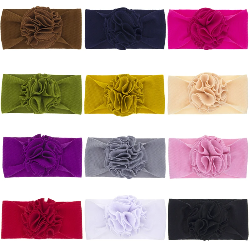 Girls big flower headbands Baby Elastic hairbands headwear Kids Wide Band headdress head bands Turban Head Wraps KHA654 boots baby accessories	