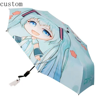 

High Quality Cartoon Anime Logo Custom Windproof Automatic Umbrella Printing Sunproof Umbrellas with Your Design