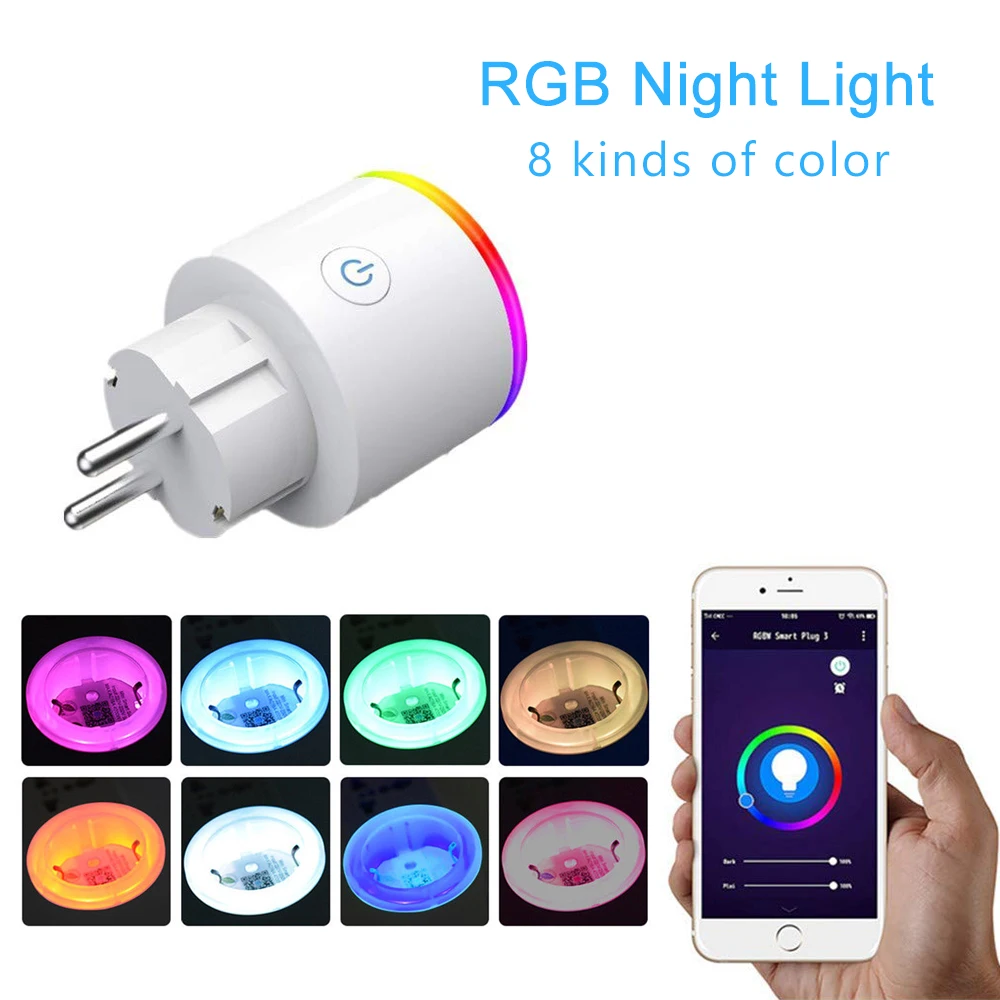 Умная розетка RGB Wifi Smart Socket Tuya Life App умная Беспроводная wifi с голосовым управлением
