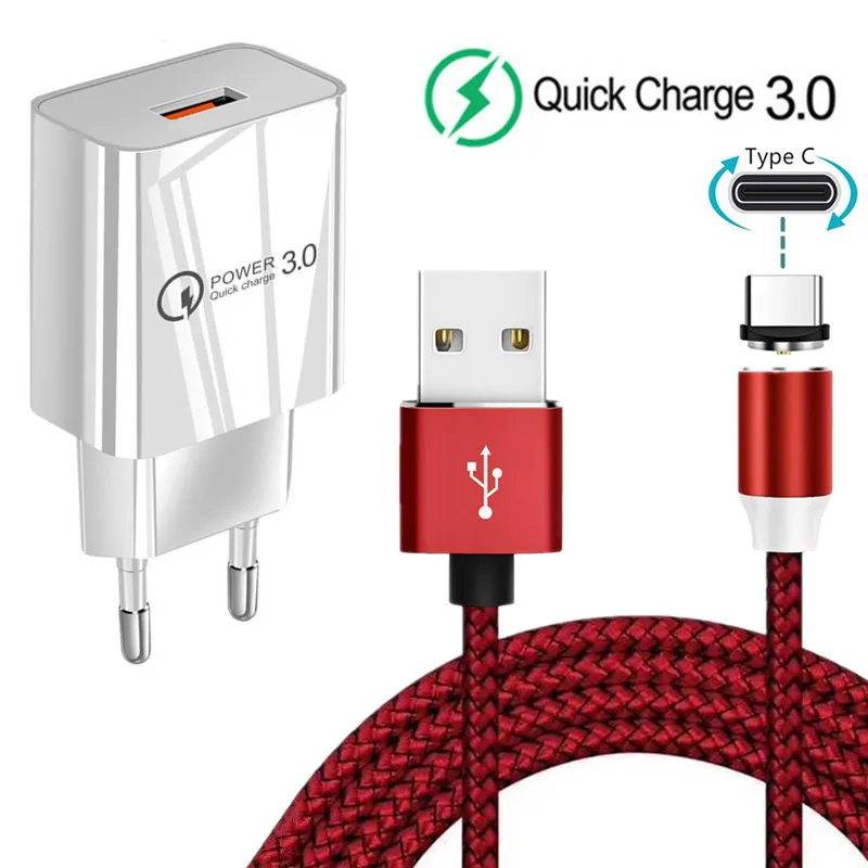 Зарядное устройство QC 3 0 с USB-портом Магнитный зарядный кабель Type-C для Huawei nova 5T 6 SE