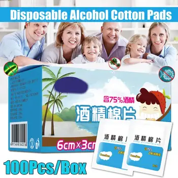 

100Pcs/Box Portable Professional Large Size Alcohol Swabs Pad Wet Wipes 70% Isopropyl First Aid Home Skin Cleanser Sterilization