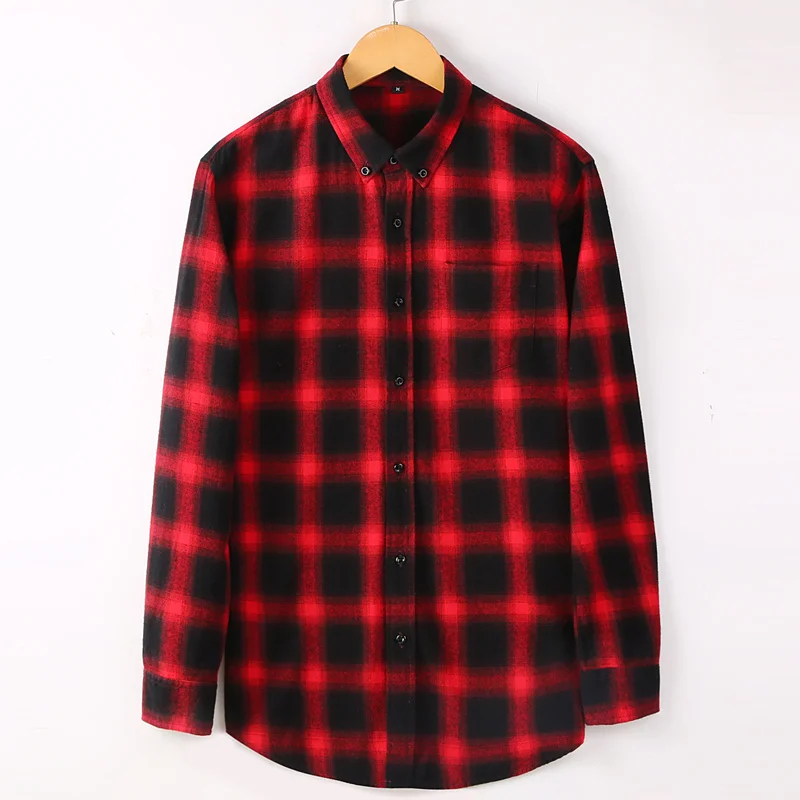 Goede Hoge Kwaliteit mannen Mode Plaid Lange Mouwen Flanel 100% Katoen Zachte Mannelijke Sociale Slim Fit Shirts Anti  krimp Ontwerp