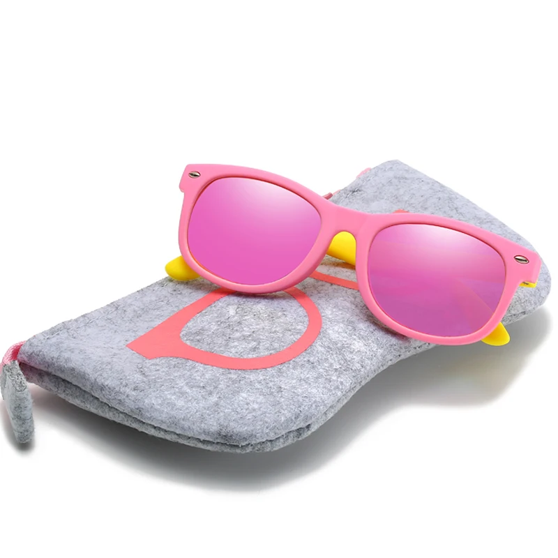 Rubber Polarized Sunglasses Kids TR90 Boys Girls Mirror Polaroid Sun Glasses Silicone Safety Glasses for Children Baby_voghion.com