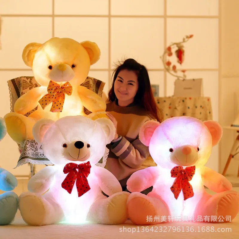 

Sensing Shining Can Listen to Music Bowtie Teddy Bear Hug Bear Pillow Plush Toys Doll-