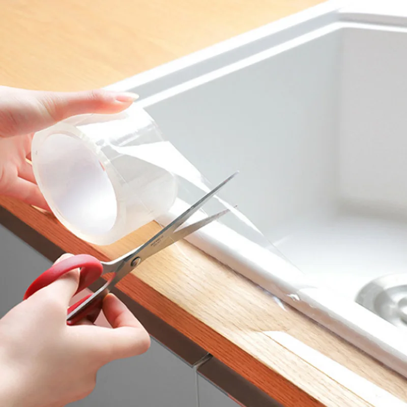 Wall Corner Line Sticker Ceramic Sticker PVC Waterproof Kitchen Tape Bathroom Accessories Self Adhesive Transparent Stickers 068