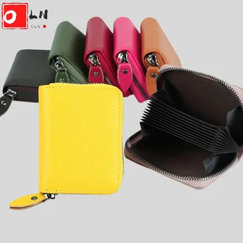 

OLN Brand Designer Brand Fashion Candy Colors Women Credit Card Holder Genuine Leather Wallet Designer Purse ID Card Case