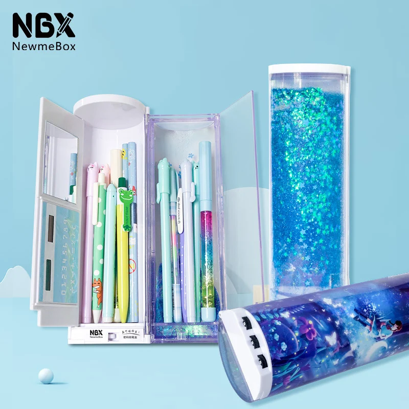 Mechanical Combination Lock Pencil Case Newmebox Quicksand Pencilcase  Kawaii Unicorn Estuche Lapices Pencil Box Estojo Escolar - AliExpress