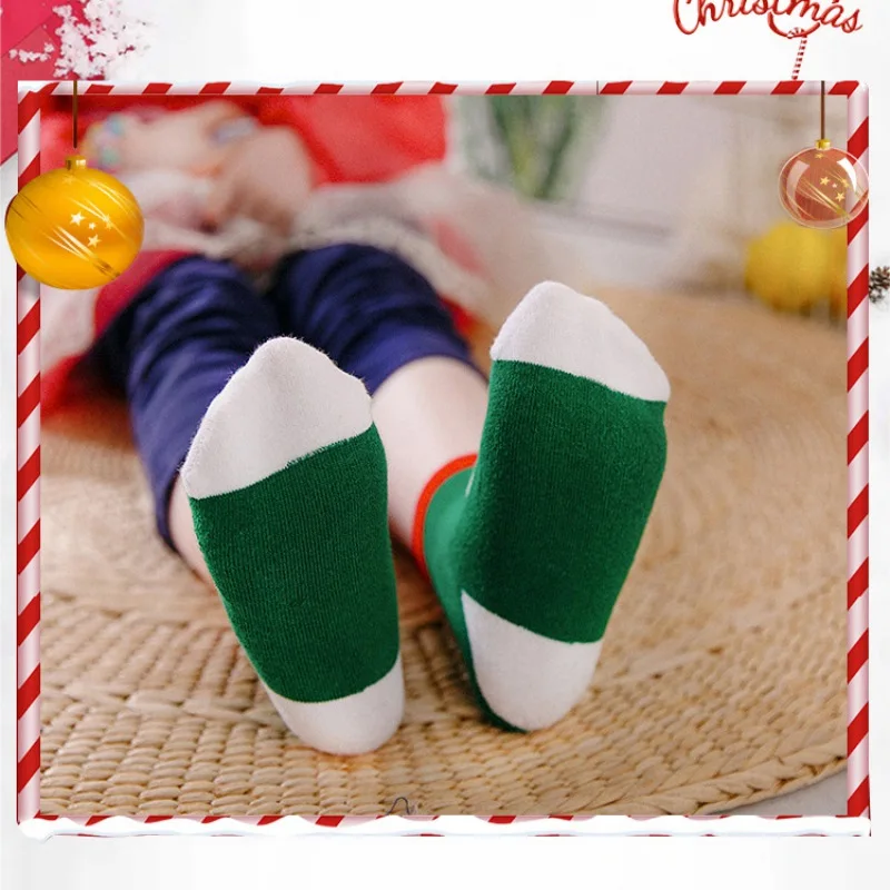 Осенне-зимние хлопковые нескользящие носки для новорожденных носки для малышей носки-тапочки милые рождественские детские носки для малышей с героями мультфильмов для мальчиков и девочек