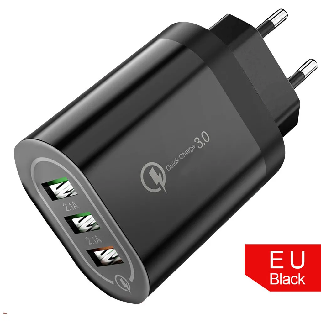 Мини размер Быстрая зарядка для ЕС/США 18 Вт QC 3,0 5 В/2A 3-USB зарядное устройство для мобильного телефона, iPad, psp, электронной книги планшета