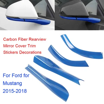 

4pcs ABS Carbon Rearview Mirror Base Cover Trim For Ford for Mustang 2015-2018