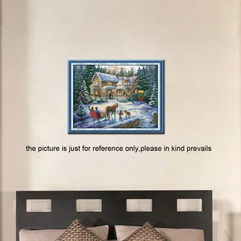 

New 57*44cm DIY Handmade Counted Cross Stitch Needlework Set Embroidery Kit Christmas Scenery Home Decoration 14CT