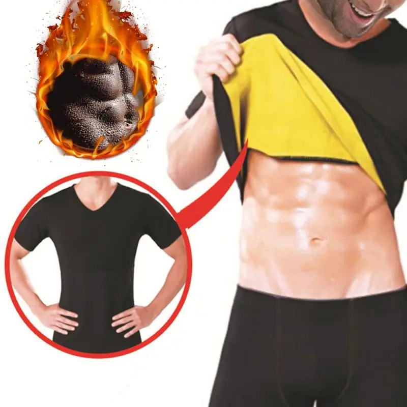 Men's Slimming Vest Short Sleeve Neoprene Sweat Shirt Sports Bodybuilding Trainning Waist Sweat Corset Running Shirt men running tops