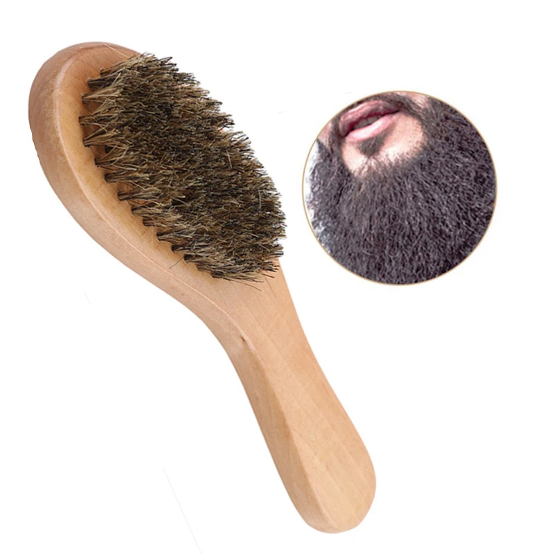 High Quality Boar Hair Beard Mustache Wooden Brush Men Multifunctional Male Body Brush Shoes Brush Hair Styling Accessories 1PC