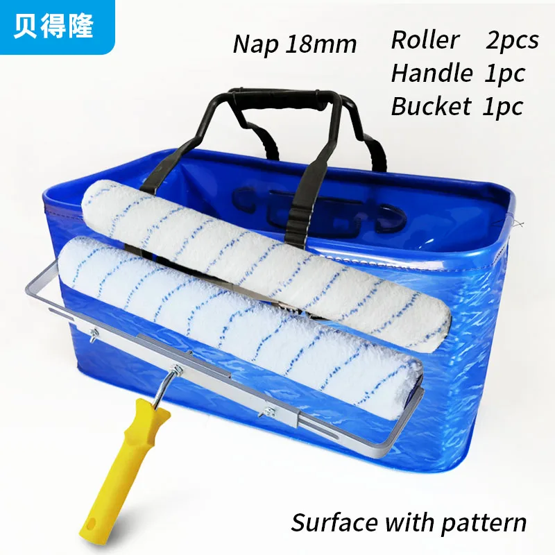 4PCS/set 18inch Paint Bucket kit Paint Roller Paint Tray kit for Wall  Decoration Wave pattern Surface clean Handbag Foldable