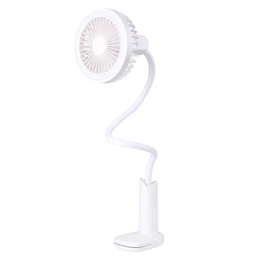 

Portable Clip-on Stroller Fan LED Lamp USB Rechargeable Bendable Office Mini Fan I88