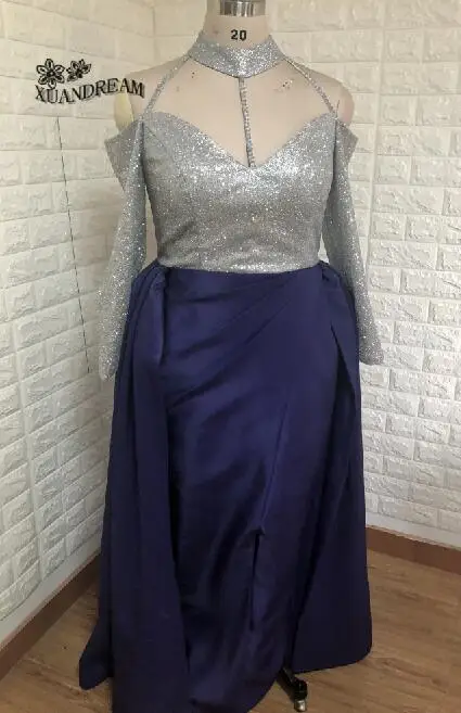 Горячая Распродажа женское платье большого размера vestiti cerimonia donna платье из Дубая soiree шикарный топ с длинными рукавами турецкие вечерние платья - Цвет: purple