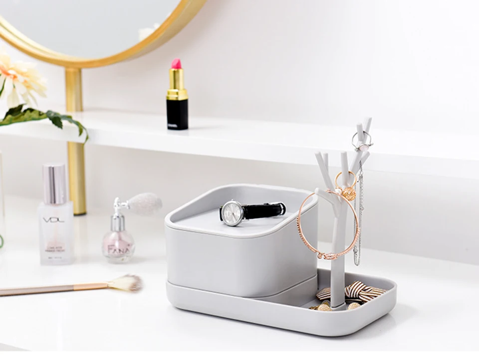 1Pcs Makeup Organizer Box Jewelry Storage Box Necklace Earring Plastic Makeup Box Home Desktop Organizer For Cosmetics